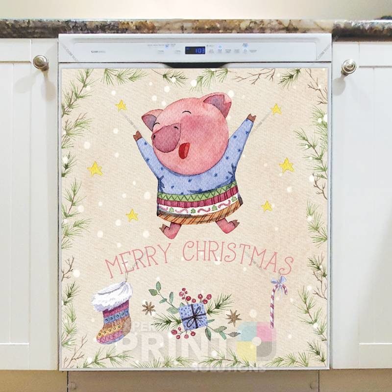 Christmas - Happy Piggies' Christmas #8 - Merry Christmas Dishwasher Sticker