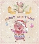 Christmas - Happy Piggies' Christmas #3 - Merry Christmas Dishwasher Sticker