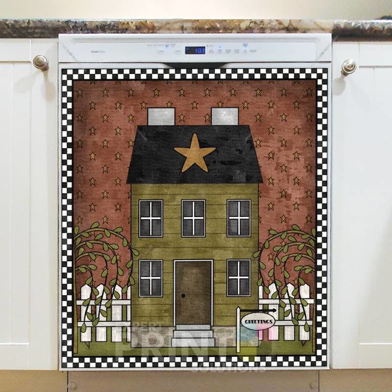 Primitive Country Saltbox House #1 Dishwasher Sticker