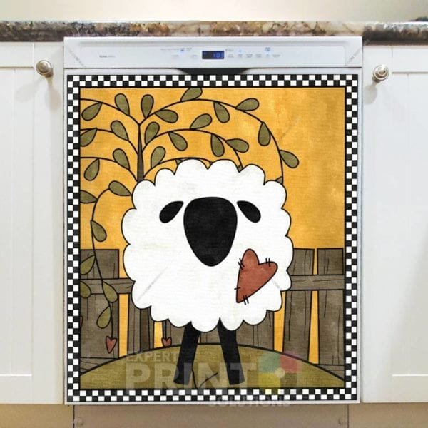 Primitive Country Sheep #2 Dishwasher Sticker