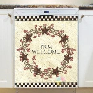 Prim Country Wreath #5 - Prim Welcome Dishwasher Sticker