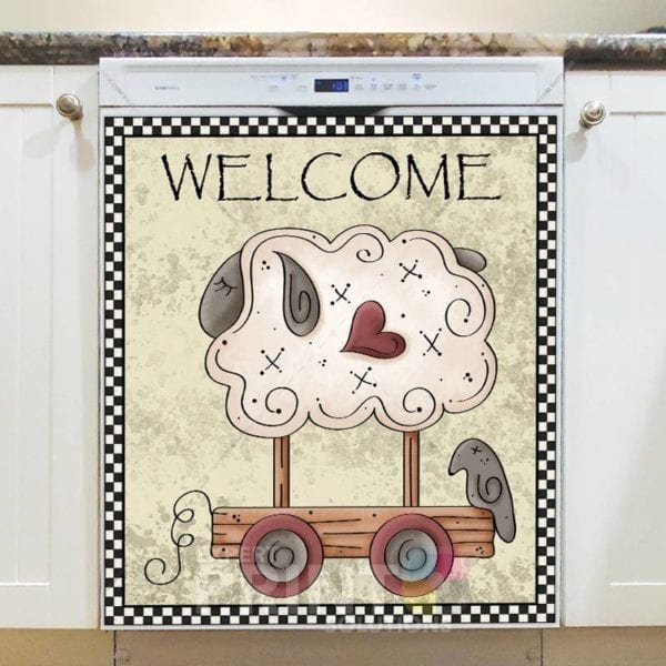 Toy Sheep and Crow - Welcome Dishwasher Sticker