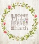 Wreath with a Beautiful Quote - Home a Slice of Heaven on Earth Dishwasher Sticker