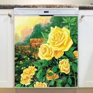 Yellow Garden Roses Dishwasher Sticker