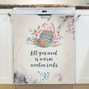 Christmas - Nordic Greetings #1 - All You Need is Warm Woolen Socks Dishwasher Sticker