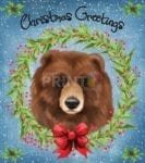 Christmas - Brown Bear Greeting - Christmas Greetings Dishwasher Sticker