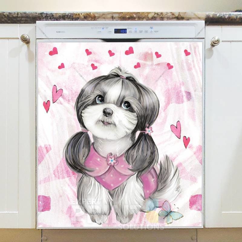 Cute Puppy Girl Dishwasher Sticker