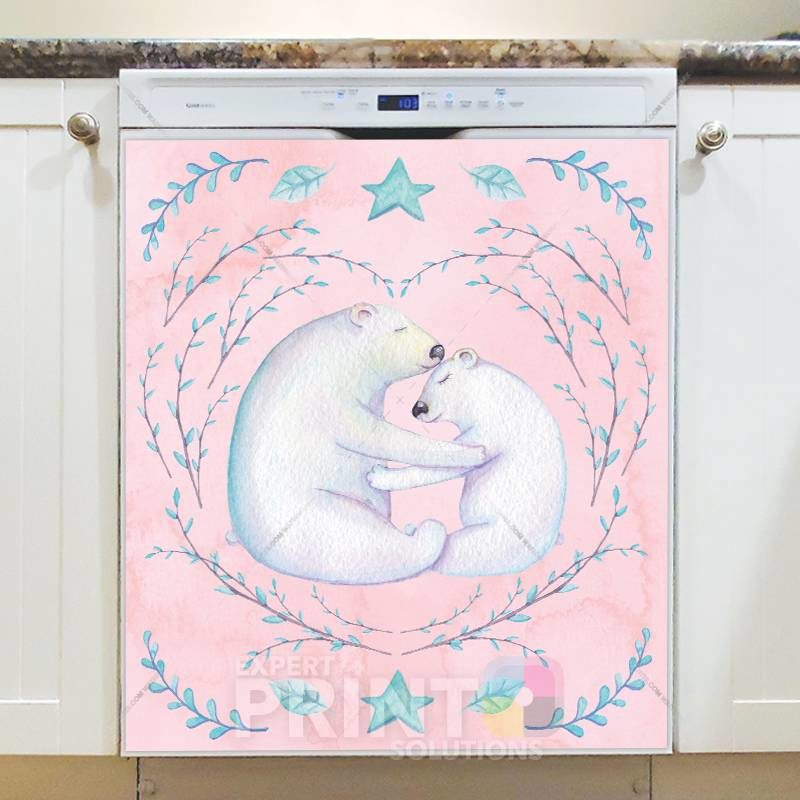 Cute Polar Bear Couple Dishwasher Sticker
