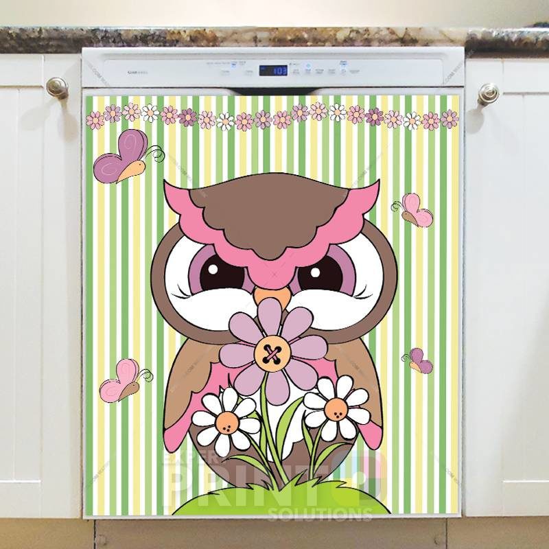 Cute Grumpy Owl #2 Dishwasher Sticker