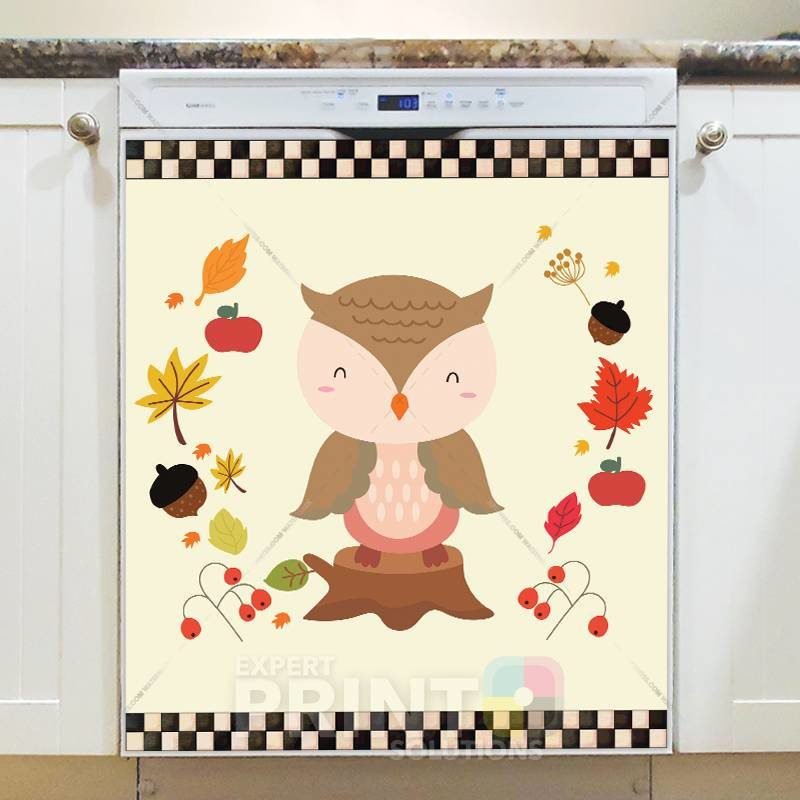 Cute Brown Owl Dishwasher Sticker