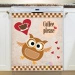 Coffee Lover Owl #3 - Coffee Please Dishwasher Sticker