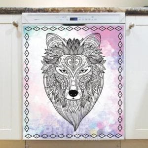 Beautiful Native Wolf Dishwasher Sticker
