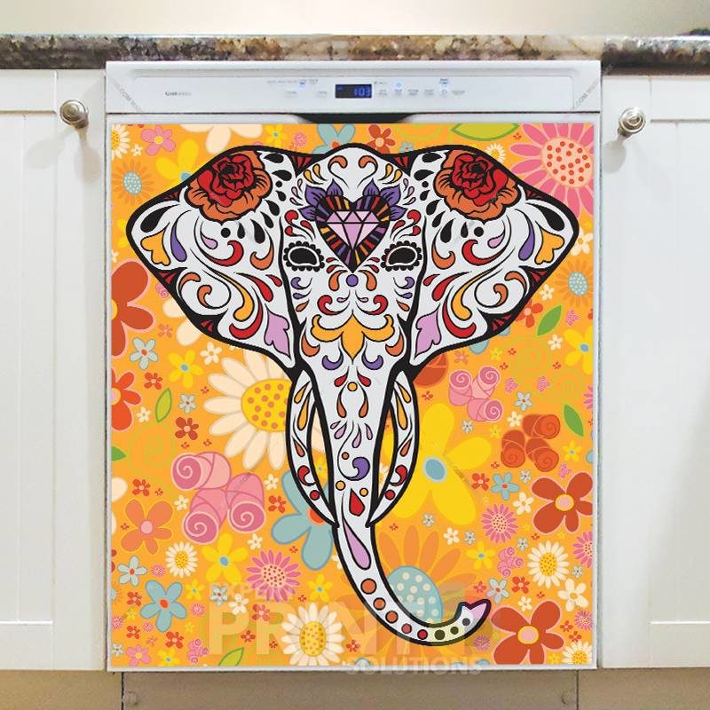 Sugar Skull Elephant Dishwasher Sticker