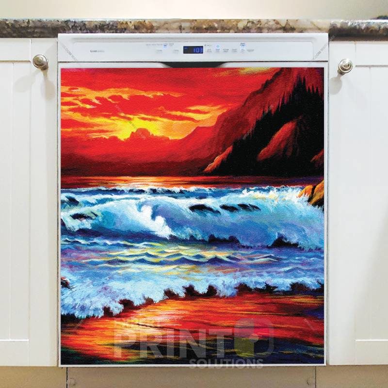Fire Sea Sunset Dishwasher Sticker