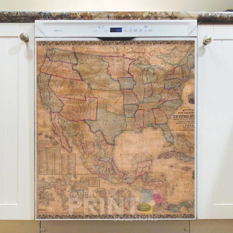 Vintage Map #6 Dishwasher Sticker