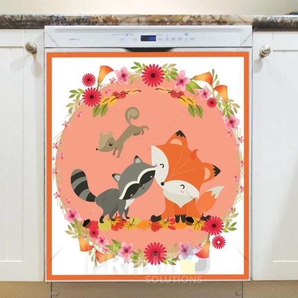 Cute Fox and Raccoon Dishwasher Sticker