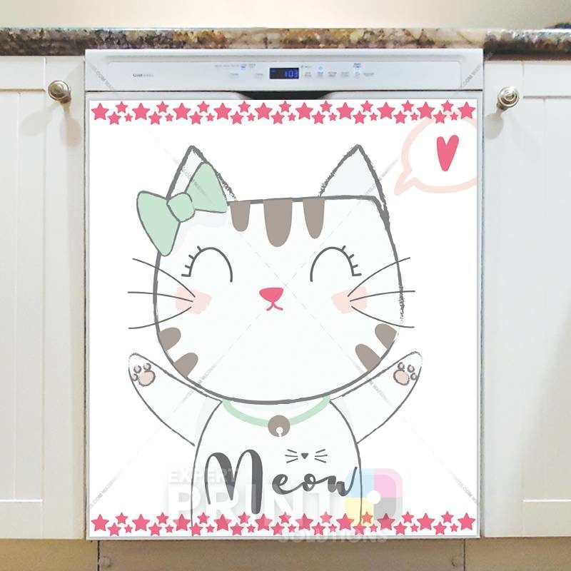 Little Kitten Girl - Meow Dishwasher Sticker