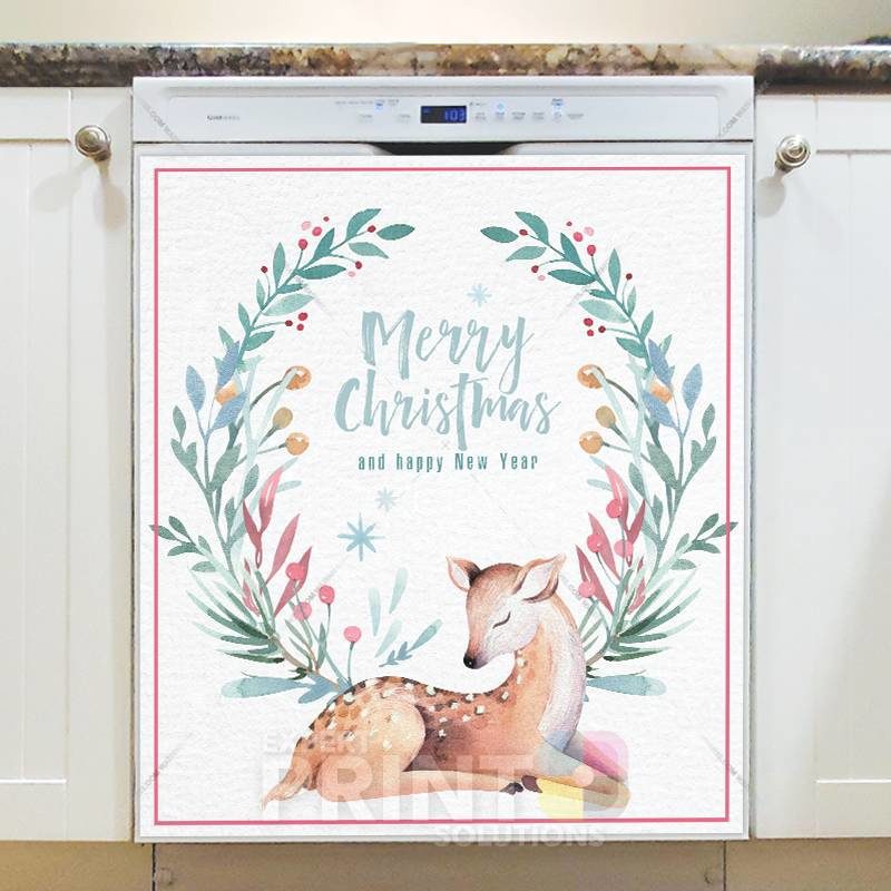 Christmas in the Woods #15 - Merry Christmas and Happy New Year Dishwasher Sticker