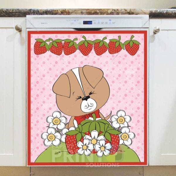 Strawberry Puppy #3 Dishwasher Sticker