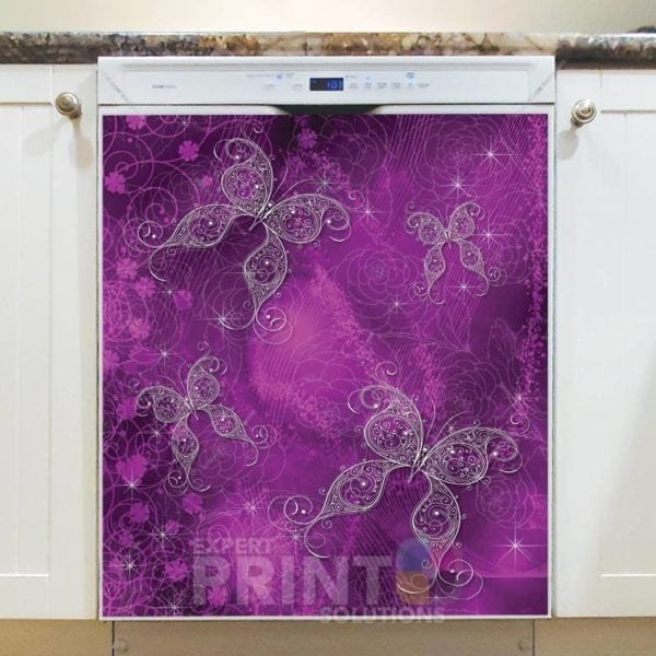 Purple Night Butterflies Dishwasher Sticker