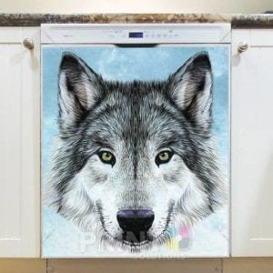 Beautiful Wolf Head Dishwasher Sticker