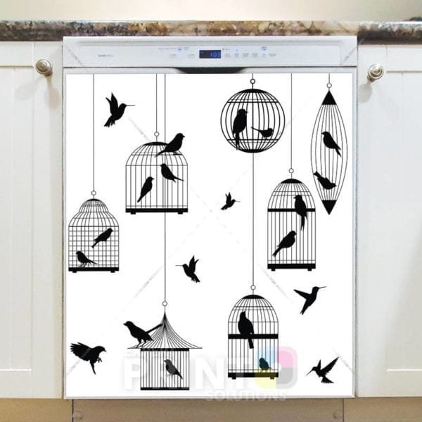 Birds and Cages Dishwasher Sticker