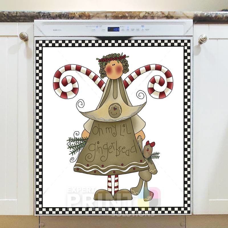 Angel Sisters - Gingerbread Angel - Oh My Lil Gingerbread Dishwasher Sticker