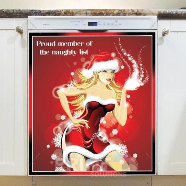Christmas - Naughty Santa Girl - Proud member of the naughty list Dishwasher Sticker