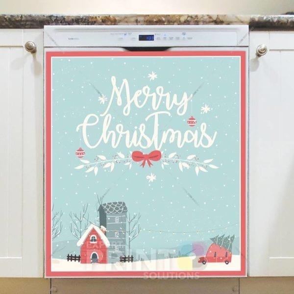 Christmas - Cute Christmas House - Merry Christmas Dishwasher Sticker