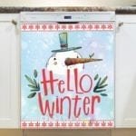 Christmas - Hello Winter Cute Snowman Dishwasher Sticker