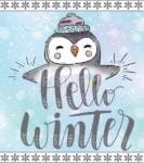 Christmas - Hello Winter Cute Penguin Dishwasher Sticker