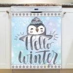 Christmas - Hello Winter Cute Penguin Dishwasher Sticker