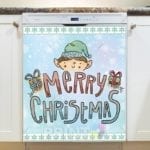 2041-christmas-cute-elf-head-merry-christmas-dishwasher-magnet Christmas - Cute Elf Head - Merry Christmas Dishwasher Sticker