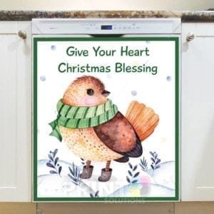 Christmas - Little Winter Bird - Give Your Heart Christmas Blessing Dishwasher Sticker