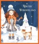 Christmas - Little Girl with a Cat - Winter Wonderland Dishwasher Sticker