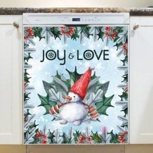 Christmas - Joy and Love Sweet Snowman Dishwasher Sticker
