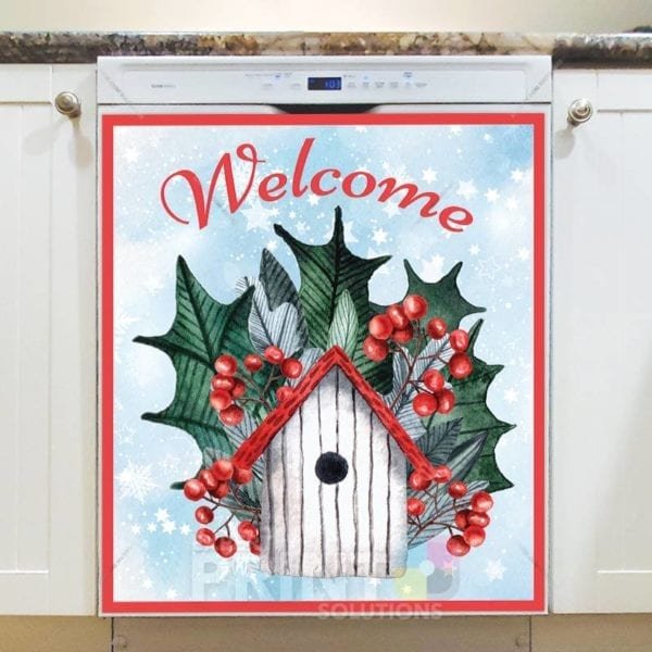 Christmas - Welcome Decor with Birdhouse Dishwasher Sticker