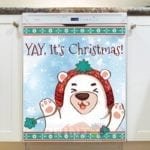 Christmas - Polar Bear in Hat - YAY, It's Christmas Dishwasher Sticker