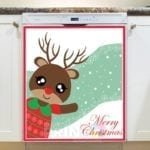 Christmas - Sweet Reindeer Girl #2 - Merry Christmas Dishwasher Sticker