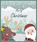 Christmas - Peeking Santa and Rudolph - Merry Christmas Dishwasher Sticker