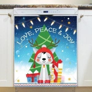 Christmas - Little Reindeer - Love, Peace & Joy Dishwasher Sticker