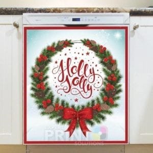 Christmas - Beautiful Christmas Wreath - Holly Jolly Dishwasher Sticker