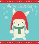 Christmas - Bunny in Hat - Merry Christmas Dishwasher Sticker