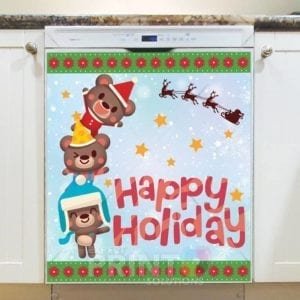 Christmas - Cute Teddy Bear Brothers #3 - Happy Holiday Dishwasher Sticker