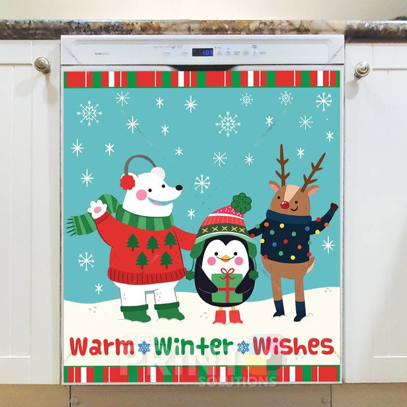 Christmas - Warm Winter Wishes Dishwasher Sticker