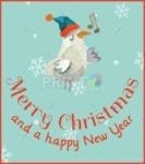 Christmas - Cute Christmas Bird in Hat - Merry Christmas and a happy New Year Dishwasher Sticker