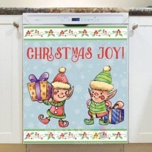 Christmas - Cute Christmas Elves - Christmas Joy Dishwasher Sticker
