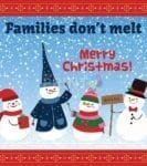 Christmas - Snowman Family Greeting - Families Don't Melt Merry Christmas Dishwasher Sticker