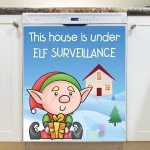 Christmas - This House is Under Elf Surveillance Dishwasher Sticker