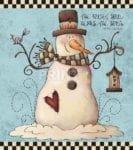 Christmas - Prim Snowman & Birdhouse - The Quiet Soul Hears the Song Dishwasher Sticker